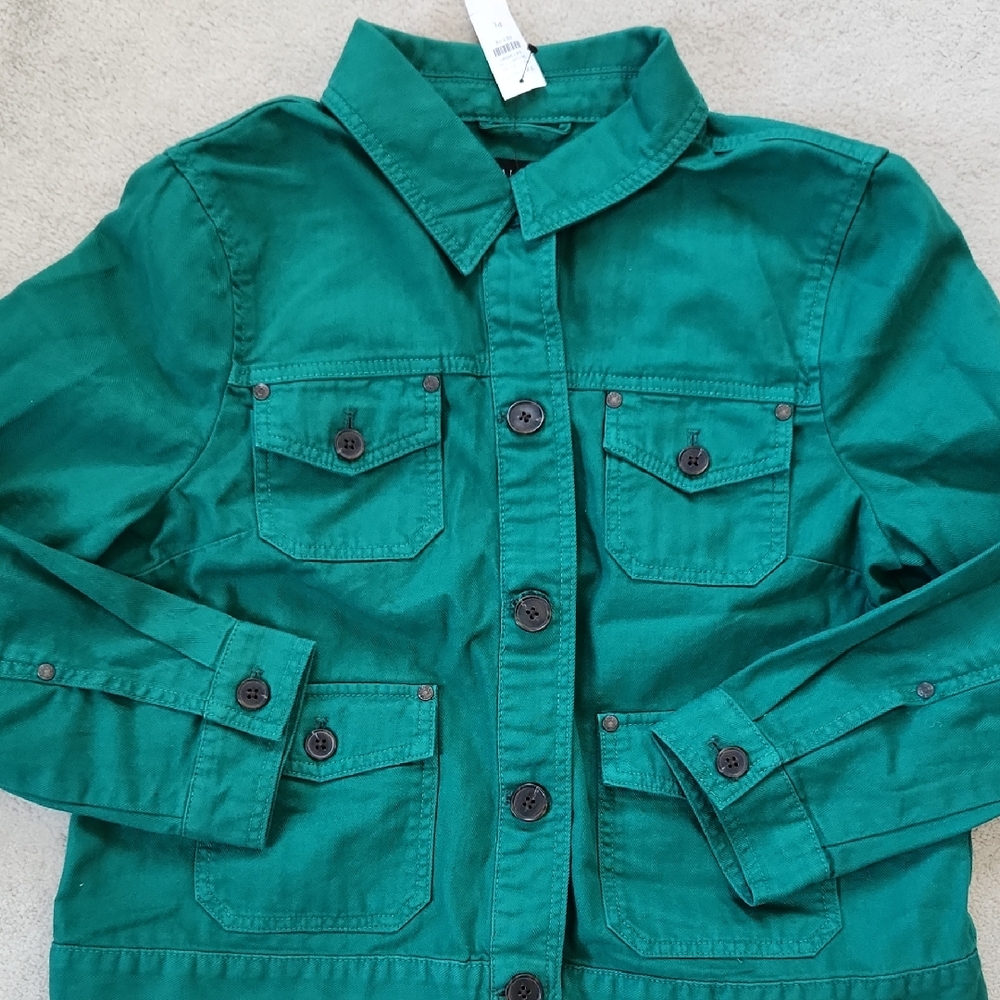 Talbot's Button Front Green Jacket - LP (NWT)